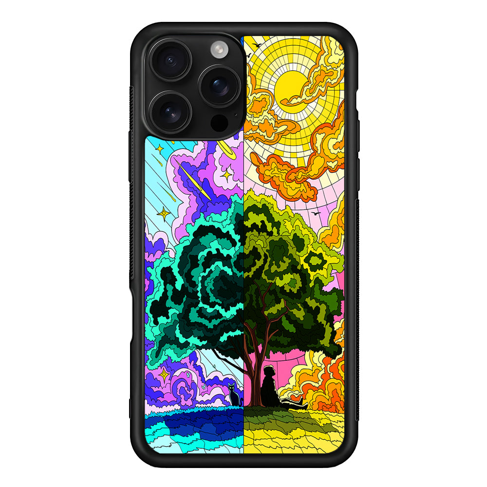 Cat and Men Under The Tree iPhone 16 Pro Case | Durable Protective Case for iPhone 16 Pro