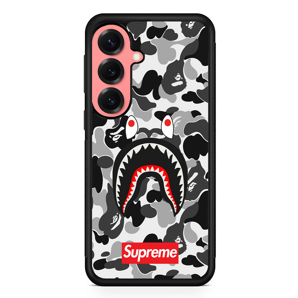 Bape Supreme Black Camo Samsung Galaxy S25 Case | Slim Rubber Case for Samsung Galaxy S25