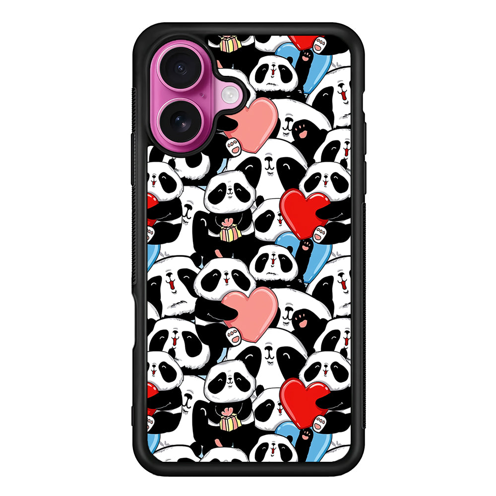 Pink Heart Panda iPhone 17 Case | Slim Protective Rubber Phone Cover