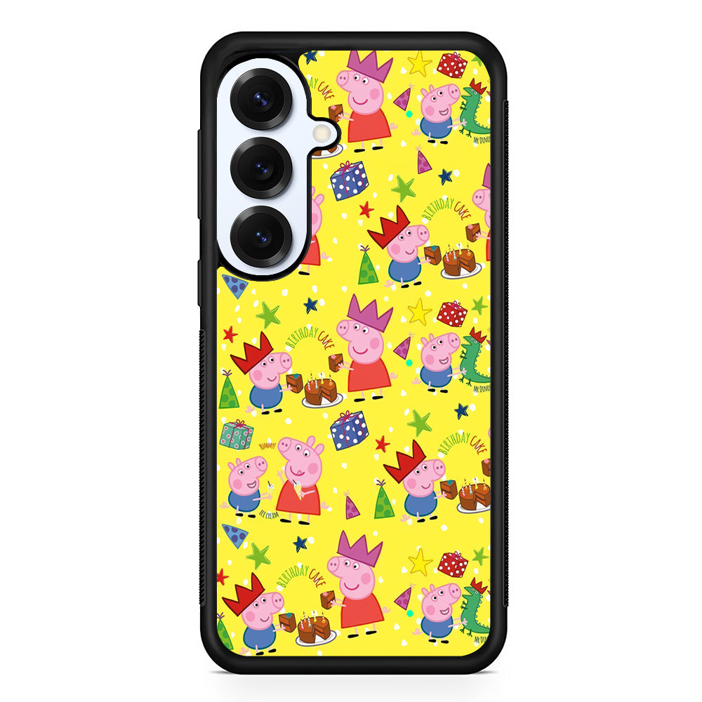 Peppa Pig Happy Birthday Yellow Samsung Galaxy S25 Plus Case | Slim Rubber Cover for Samsung Galaxy S25 Plus