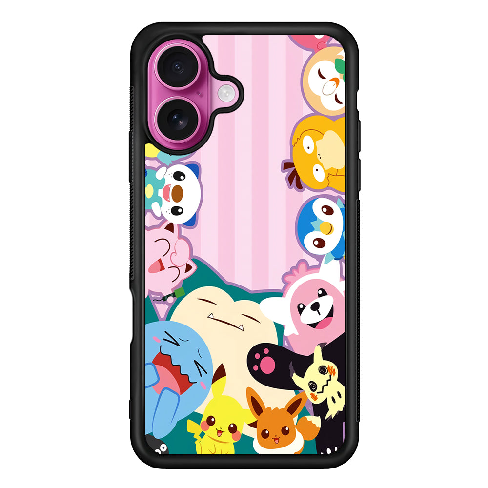 Aesthetic Pokemon Pink Stripe iPhone 17 Case | Slim Protective Rubber Phone Cover