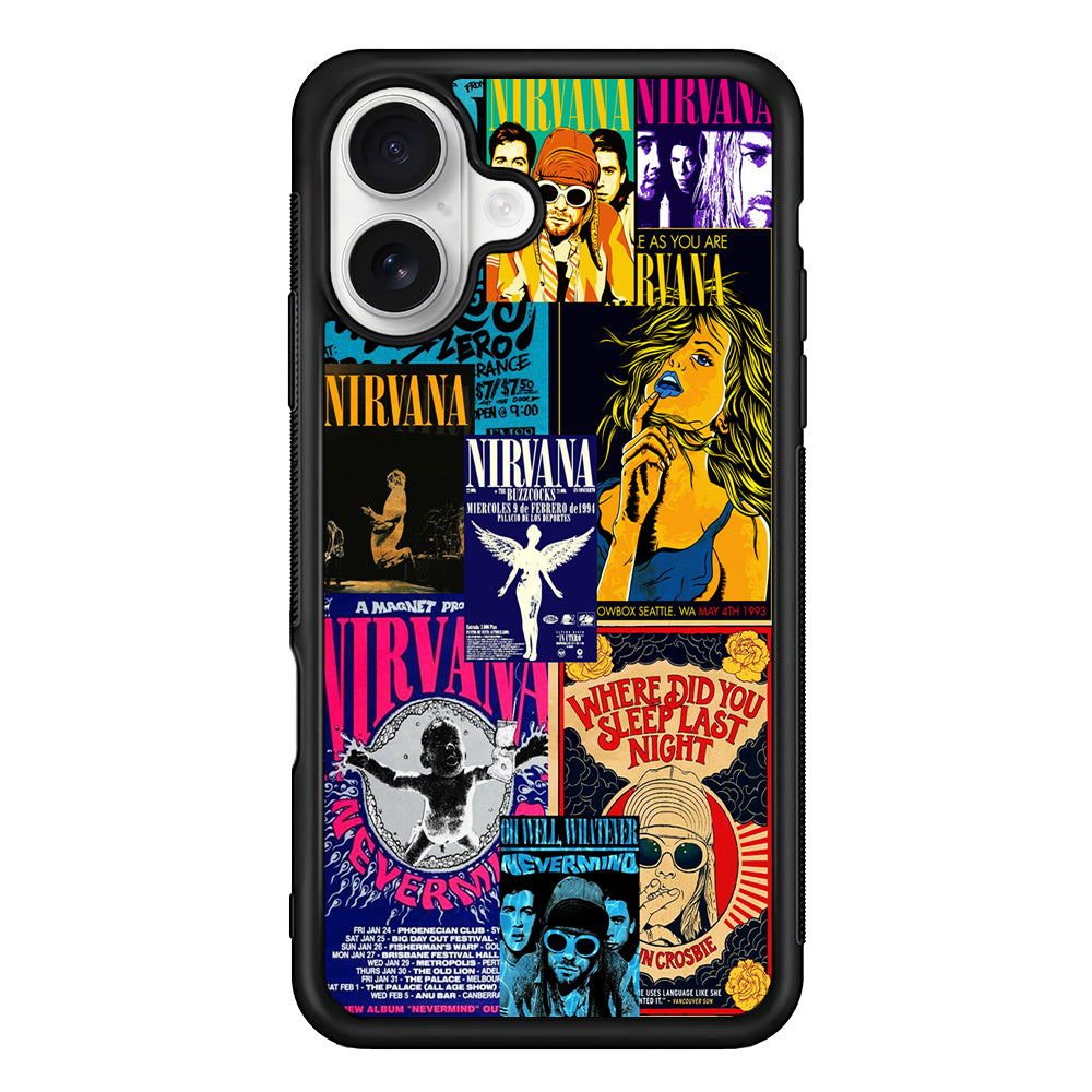 Nirvana Album Cover Collage iPhone 16 Plus Case | Durable Protective Rubber Cover