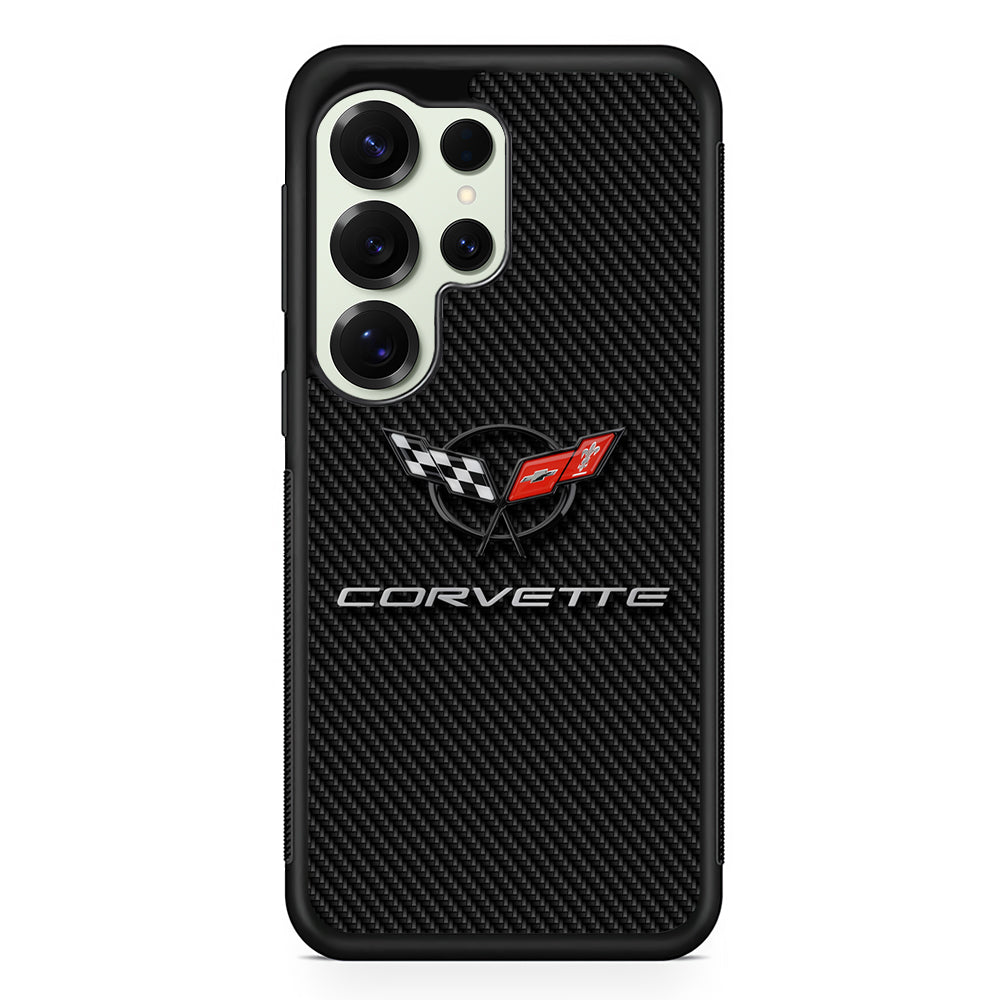 Chevrolet Corvette Logo Carbon Samsung Galaxy S25 Ultra Case | Slim Rubber Case for Samsung Galaxy S25 Ultra