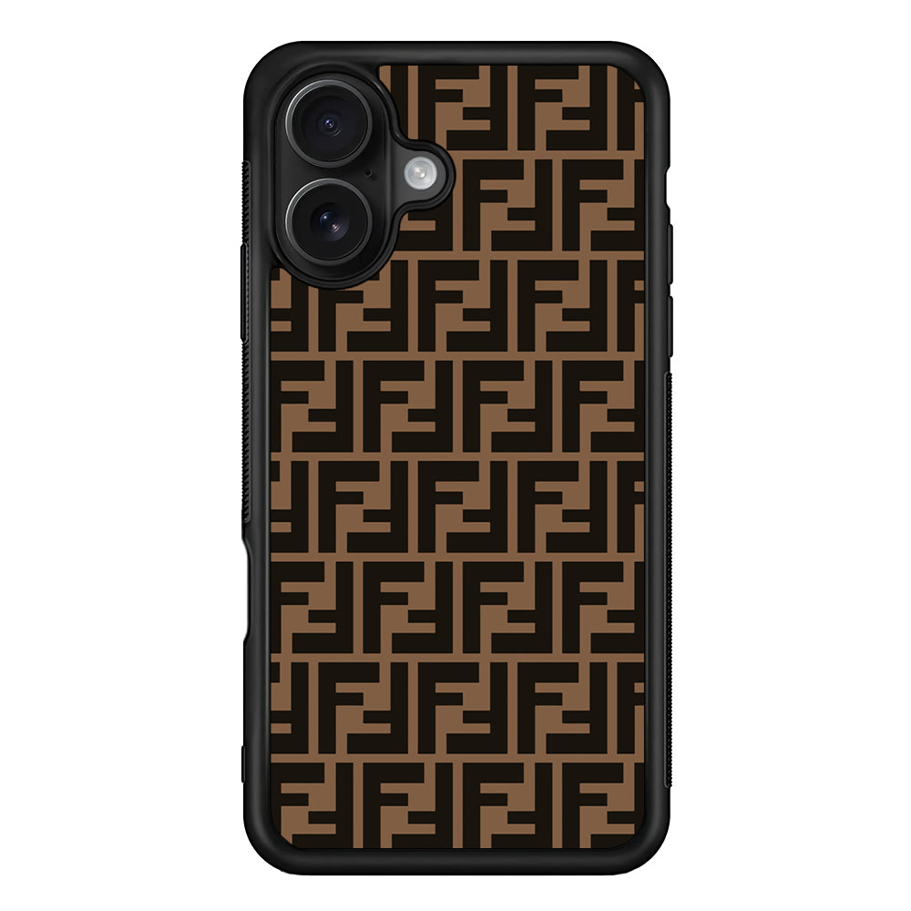 Fendi Brown Form iPhone 16 Case | Slim Rubber Case for iPhone 16