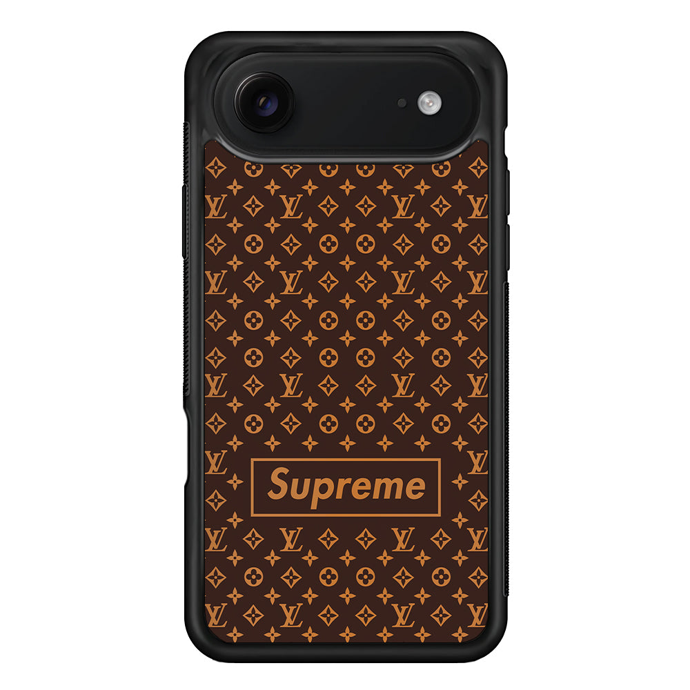 Louis Vuitton X Supreme Brown Background iPhone 17 Air Case | Slim Rubber Case for iPhone 17 Air