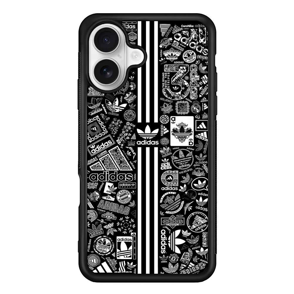 Adidas Collection Black White iPhone 16 Plus Case – Slim Fit Protective Phone Case
