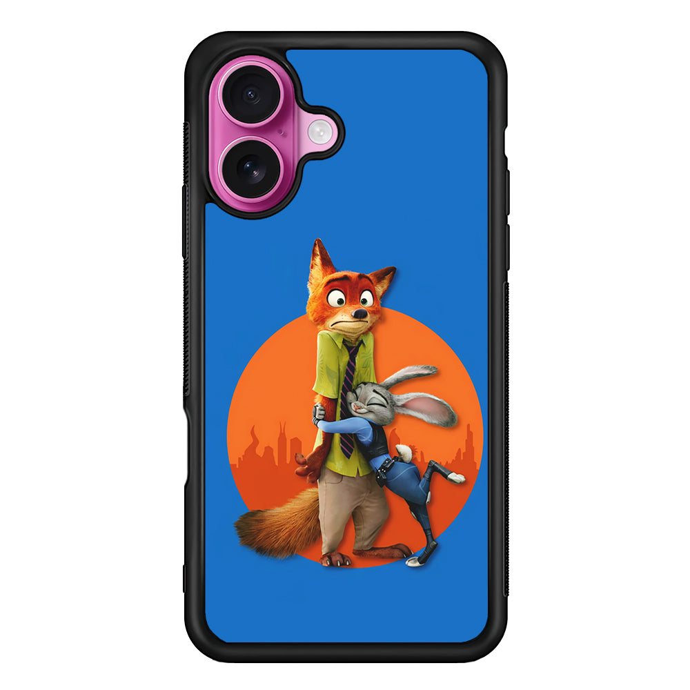 Zootopia Nick and Judy Hug iPhone 17 Case | Slim Protective Rubber Phone Cover