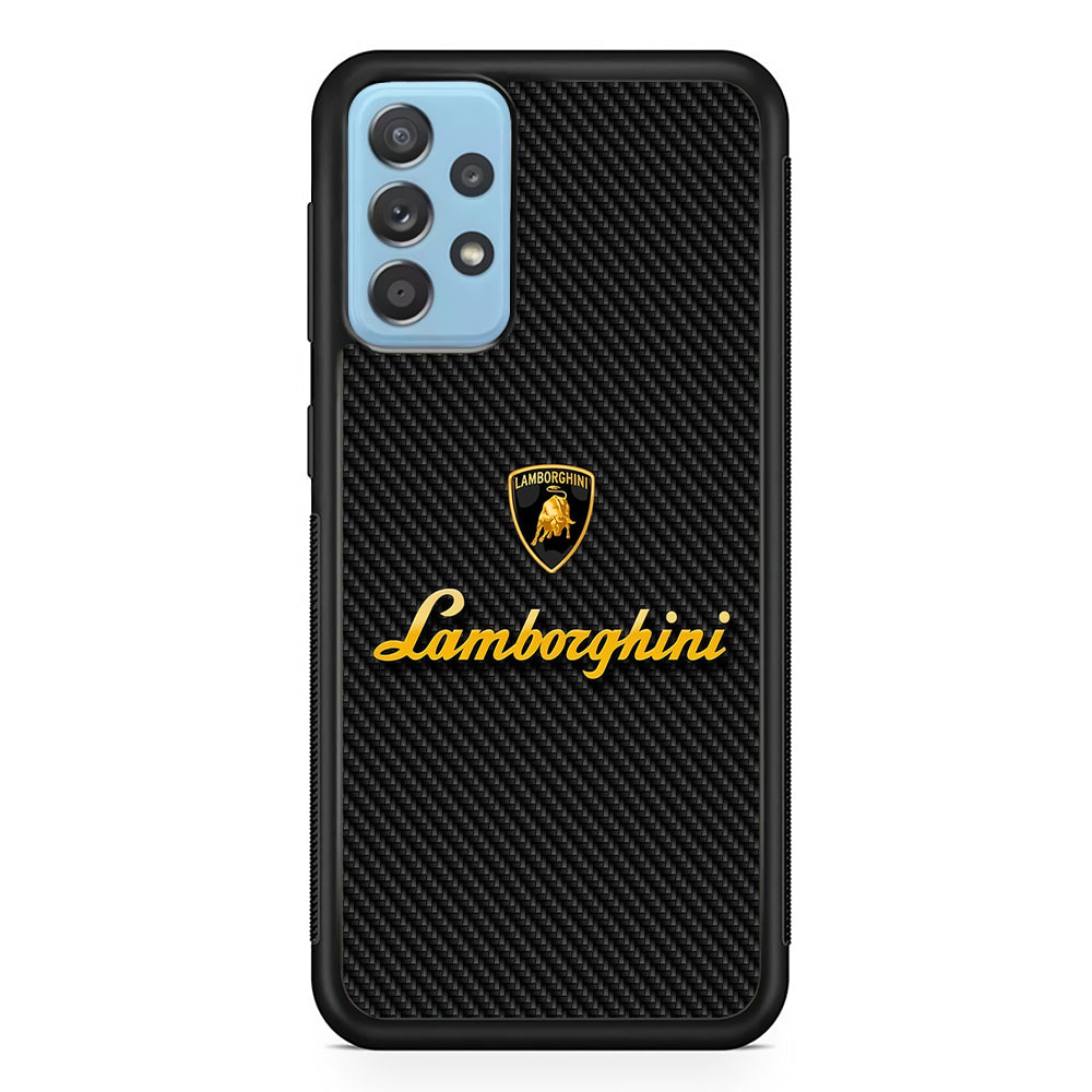 Lamborghini Black Carbon Logo Samsung Galaxy A72 Case | Slim Rubber Case for Samsung Galaxy A72