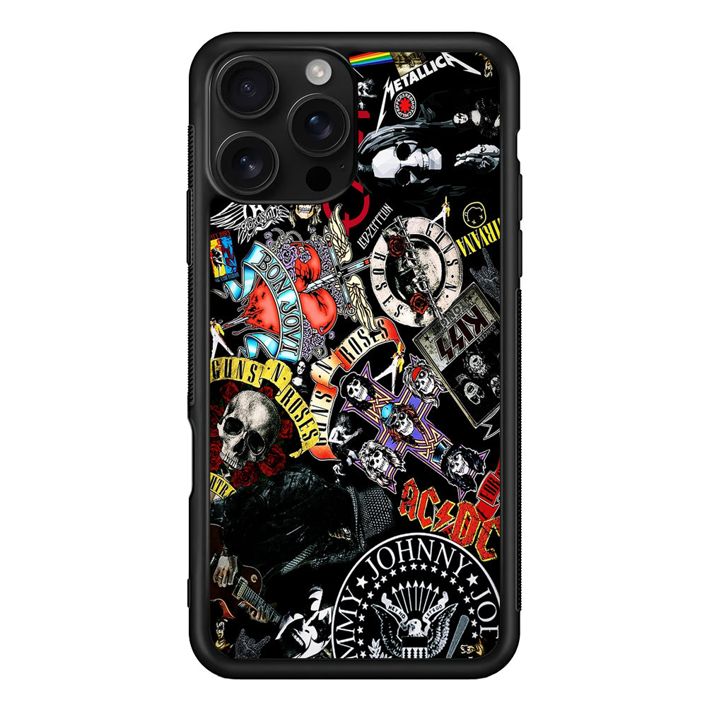 Rock Bands Logo Collage iPhone 16 Pro Case | Durable Protective Case for iPhone 16 Pro