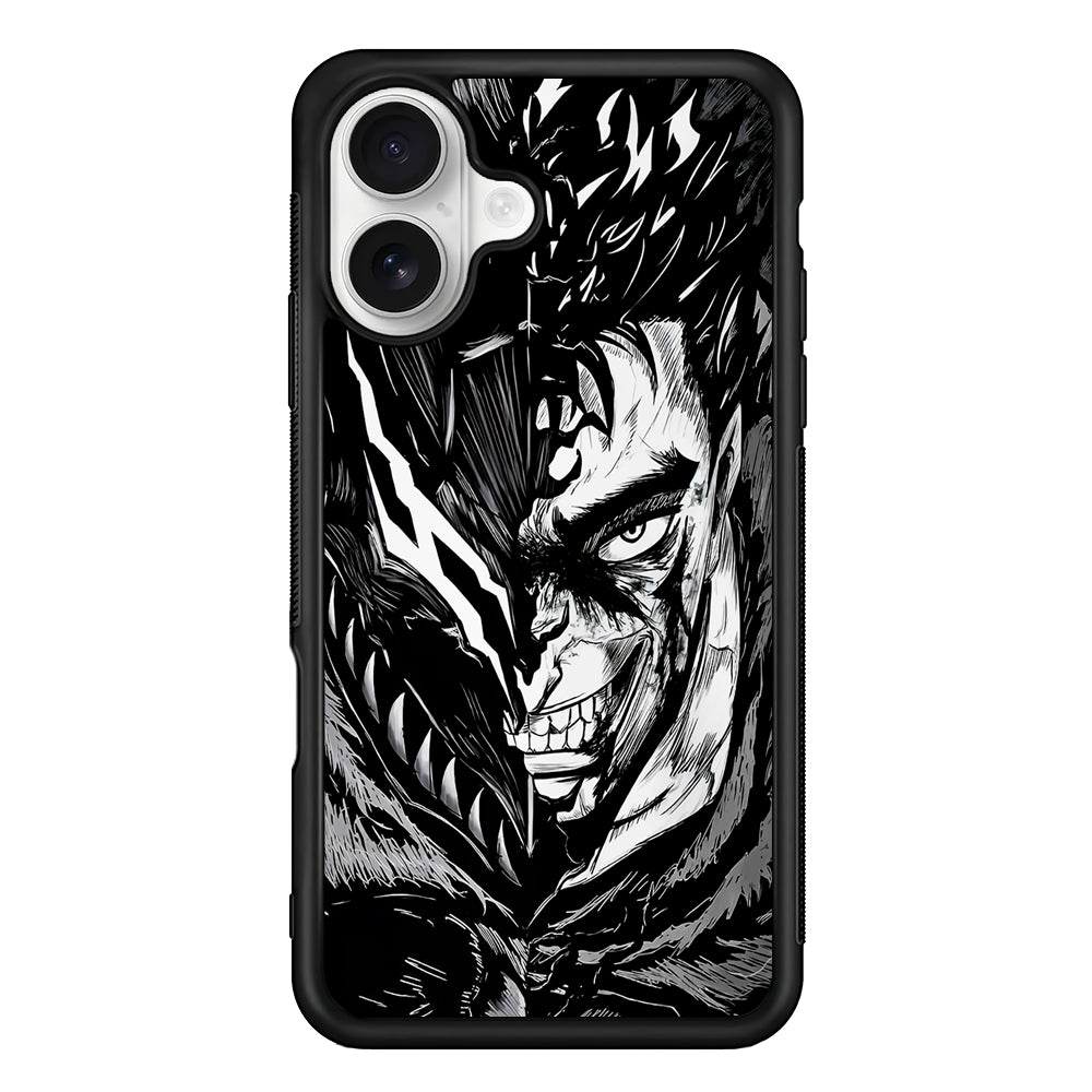 Guts Berserk Black Swordsman iPhone 16 Plus Case | Durable Protective Rubber Cover