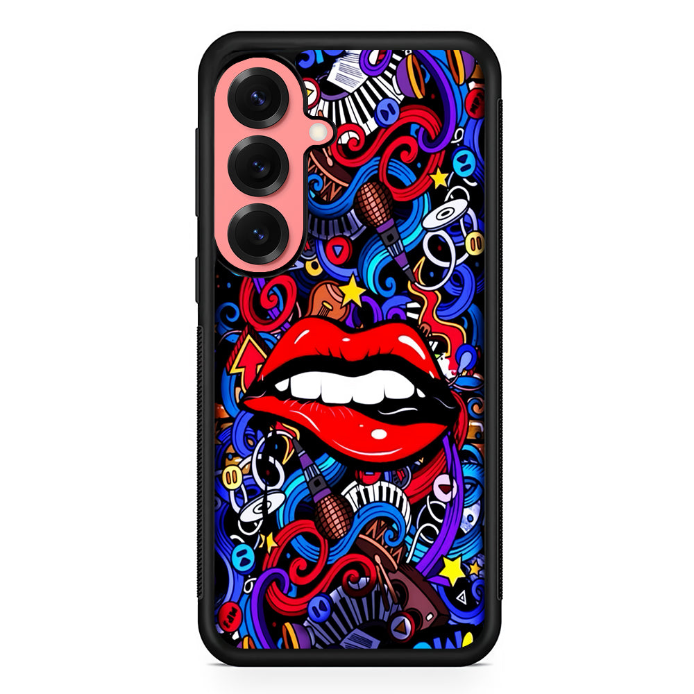 Lips Love Music Graffiti Samsung Galaxy S25 Case | Protective Case for Samsung Galaxy S25