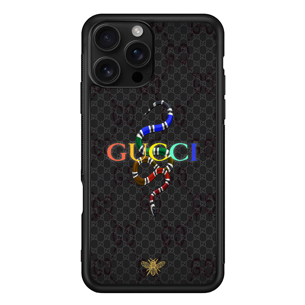 Gucci Colorful Logo Style iPhone 16 Pro Case | Slim Rubber Case for iPhone 16 Pro