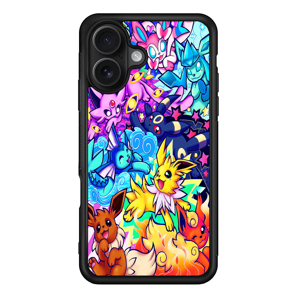 Pokemon Eevee Evolutions Art iPhone 16 Case - Oxvistore