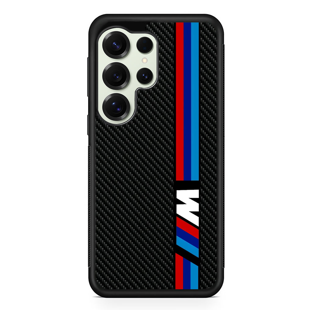 BMW M Carbon Tricolor Stripes Samsung Galaxy S25 Ultra Case | Slim Rubber Case for Samsung Galaxy S25 Ultra