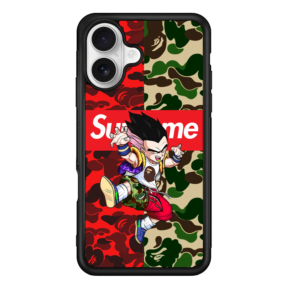 Bape Dragon Ball Supreme Camo iPhone 16 Plus Case | Slim Rubber Case for iPhone 16 Plus
