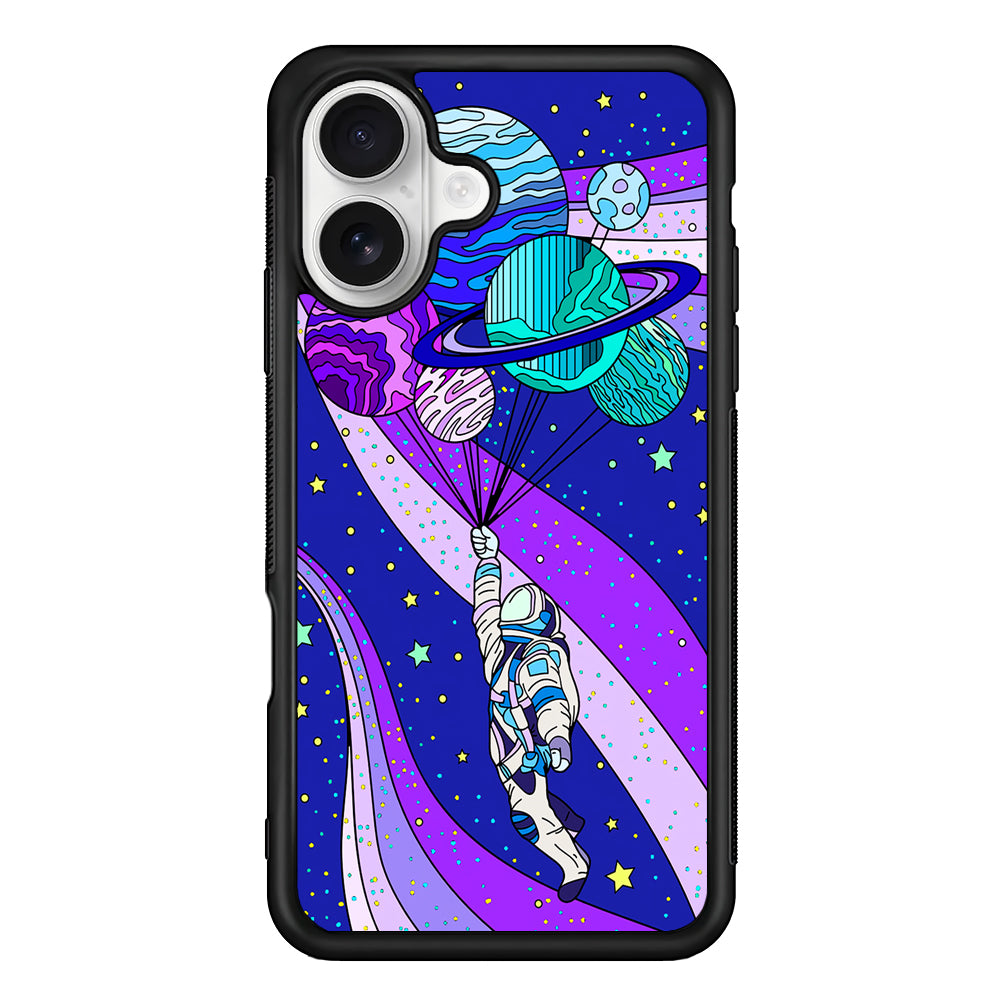 Astronaut Space Planetary Balloon iPhone 16 Plus Case | Durable Protective Rubber Cover