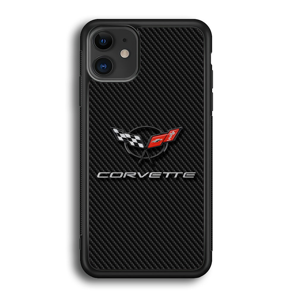 Chevrolet Corvette Logo Carbon iPhone 12 Case | Slim Rubber Case for iPhone 12
