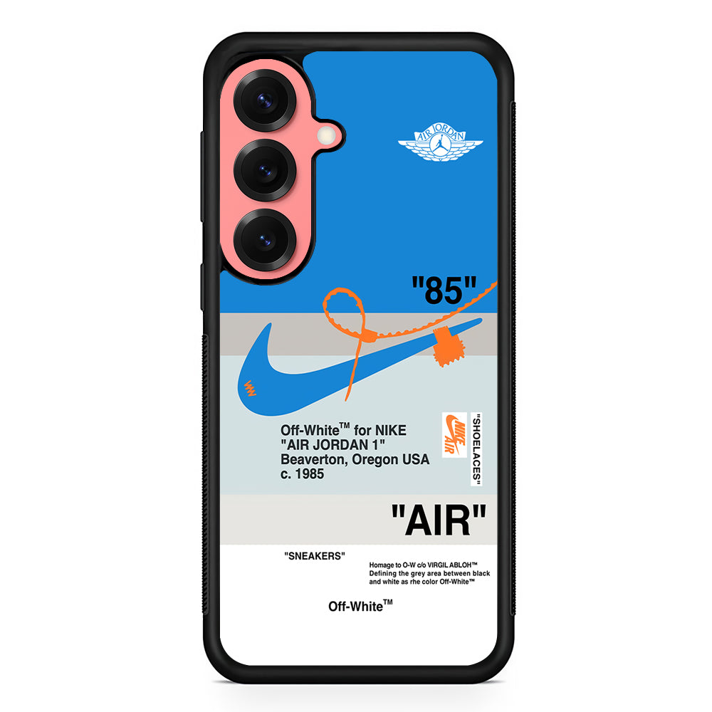 Off White x Nike Air Jordan Blue Samsung Galaxy S25 Case | Slim Rubber Case for Samsung Galaxy S25