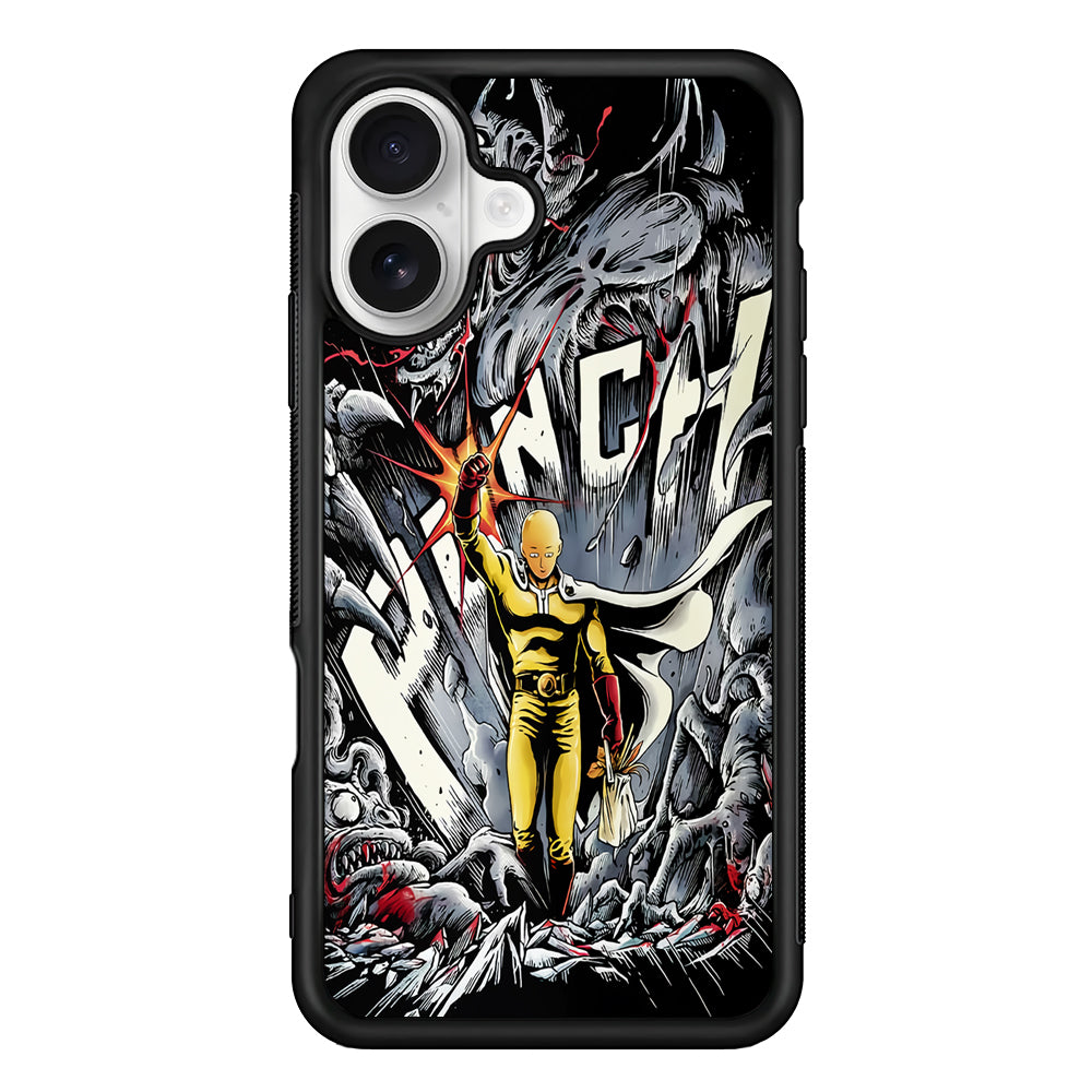 Saitama Hits The Monsters iPhone 16 Plus Case | Durable Protective Rubber Cover