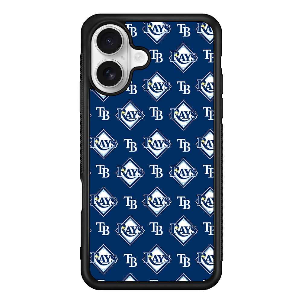 Tampa Bay Rays Pattern iPhone 16 Plus Case | Durable Protective Rubber Cover