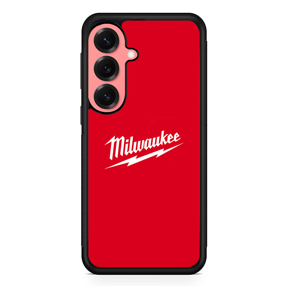 Milwaukee Tool Red Background Samsung Galaxy S25 Case | Slim Rubber Case for Samsung Galaxy S25
