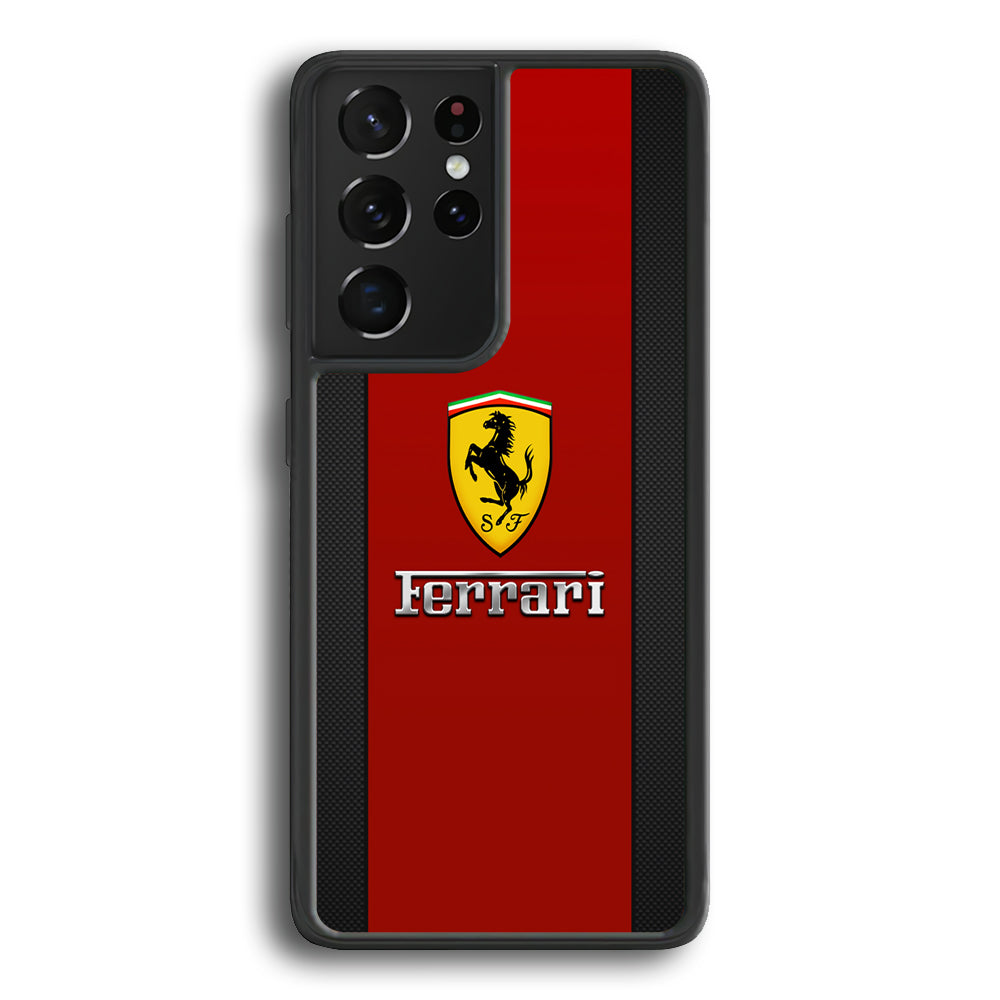 Ferrari Luxury Car Stripe Logo Samsung Galaxy S24 Ultra Case | Slim Rubber Case for Samsung Galaxy S24 Ultra