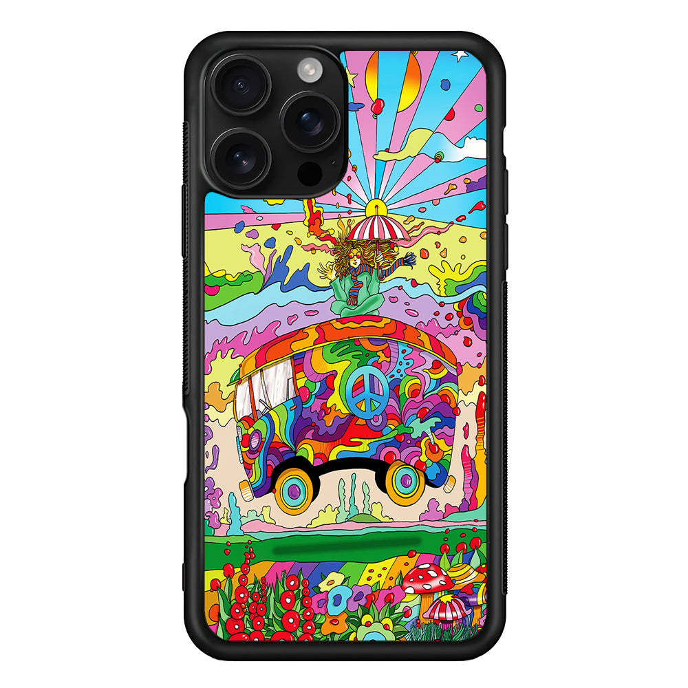 Hippie Trippy Van Rainbow iPhone 16 Pro Case | Durable Protective Case for iPhone 16 Pro