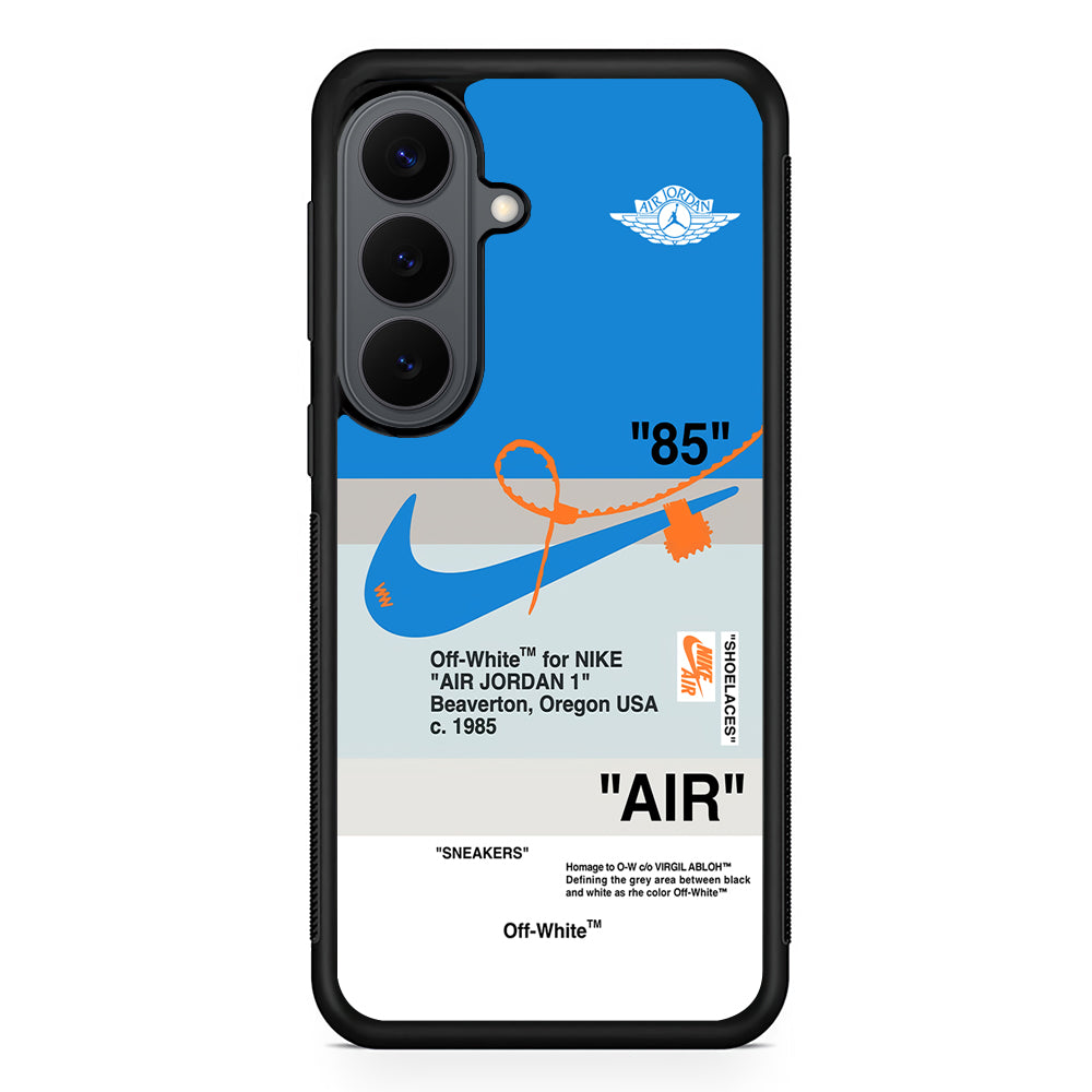 Off White x Nike Air Jordan Blue Samsung Galaxy S26 Plus Case | Slim Rubber Case for Samsung Galaxy S26 Plus