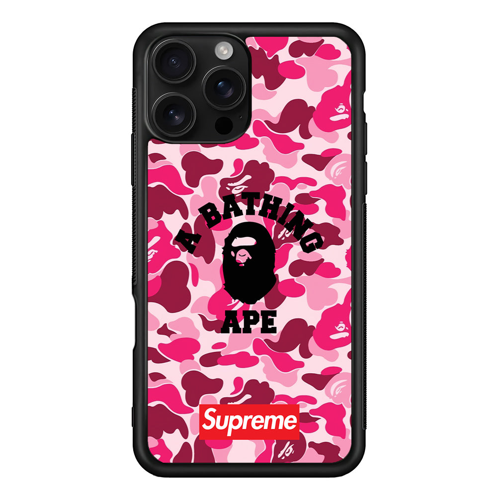 A Bathing Ape Supreme Bape Camo iPhone 16 Pro Case | Slim Rubber Case for iPhone 16 Pro