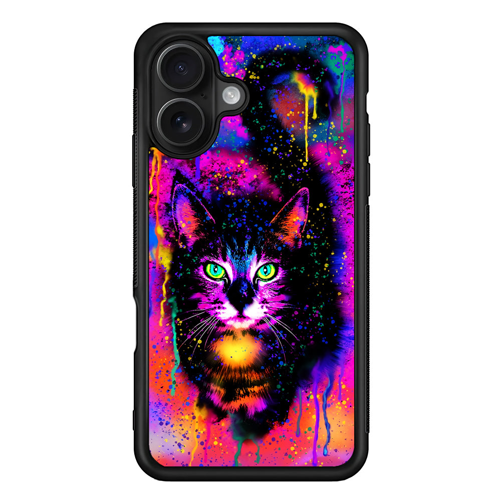 Cute Rainbow Cat Painting iPhone 16 Case - Oxvistore