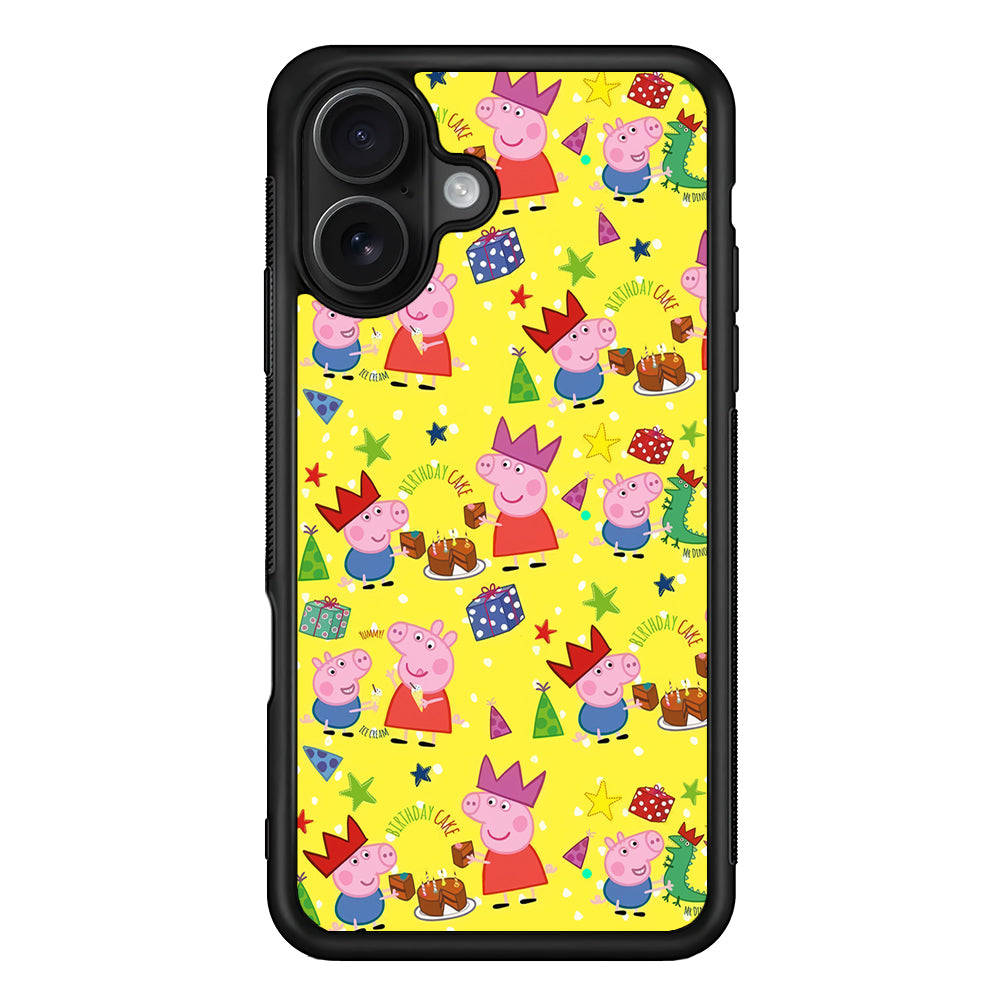 Peppa Pig Happy Birthday Yellow iPhone 16 Case - Oxvistore
