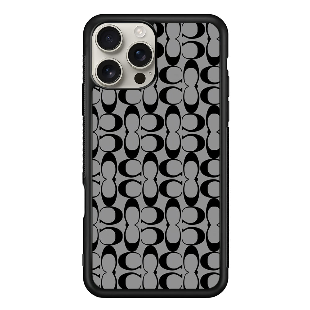 Coach Black Grey iPhone 16 Pro Max Case | Slim Rubber Case for iPhone 16 Pro Max