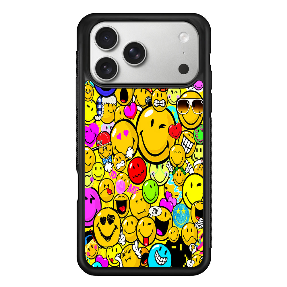 Smiley Face World Colorful iPhone 17 Pro Case | Slim Rubber Case for iPhone 17 Pro