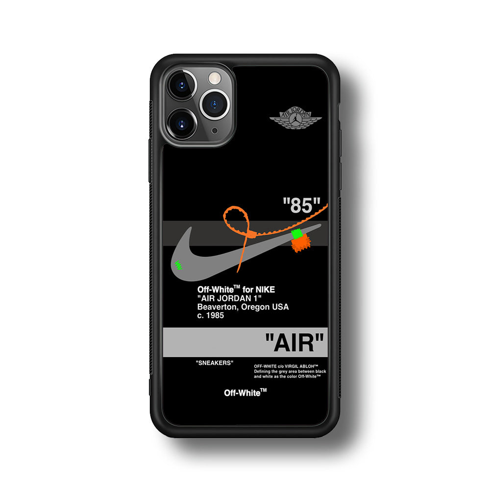 Off White x Nike Air Jordan Black iPhone 11 Pro Max Case | Slim Rubber Case for iPhone 11 Pro Max