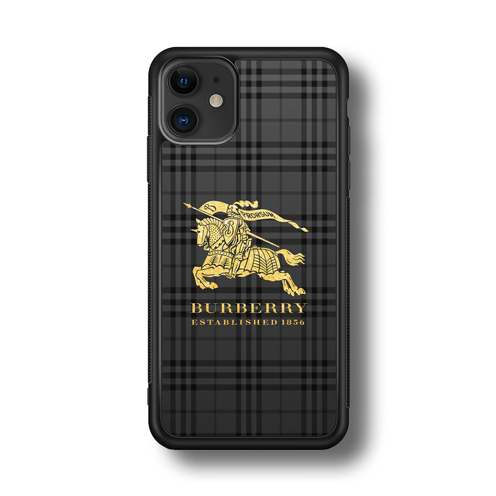 Burberry Simple Dark Grey iPhone 12 Case | Slim Rubber Case for iPhone 12