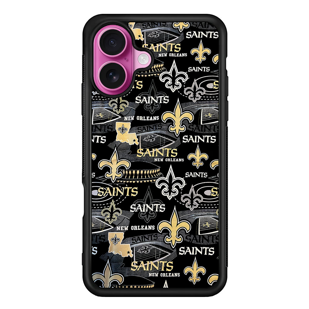 New Orleans Saints Pattern iPhone 17 Case | Slim Protective Rubber Phone Cover