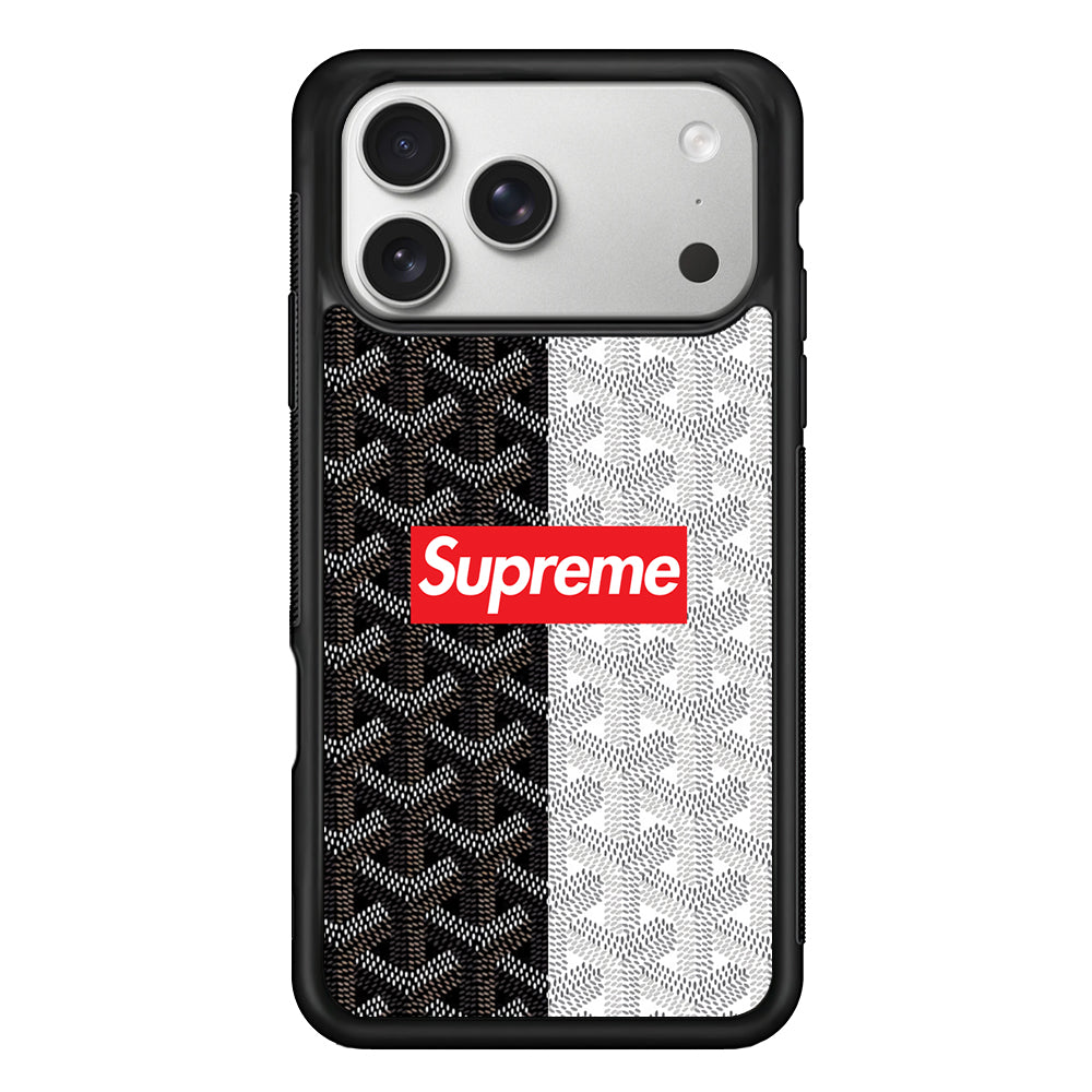 Supreme Black White Pattern iPhone 17 Pro Case | Slim Rubber Case for iPhone 17 Pro