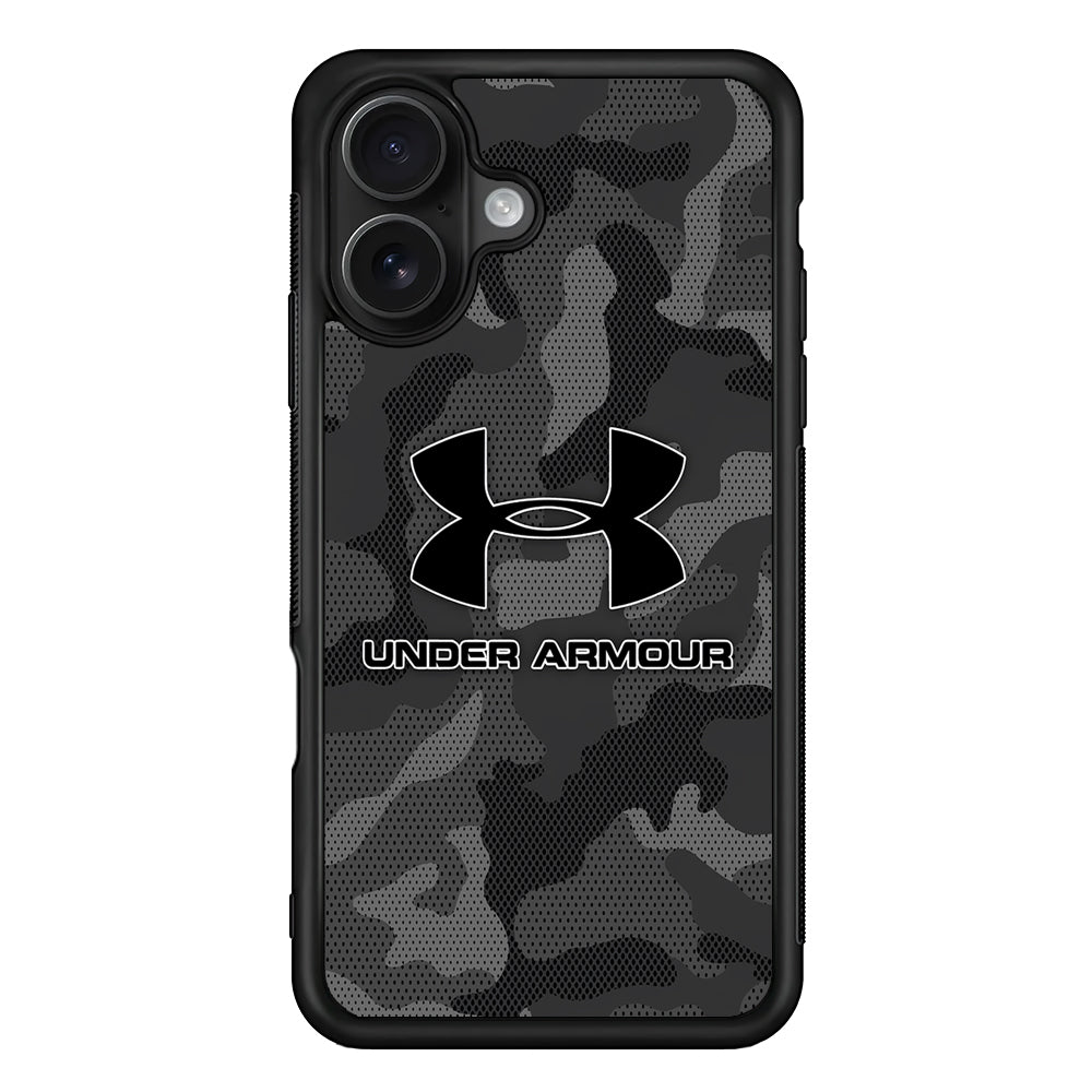 Under Armour Black Camo iPhone 16 Case | Slim Rubber Case for iPhone 16