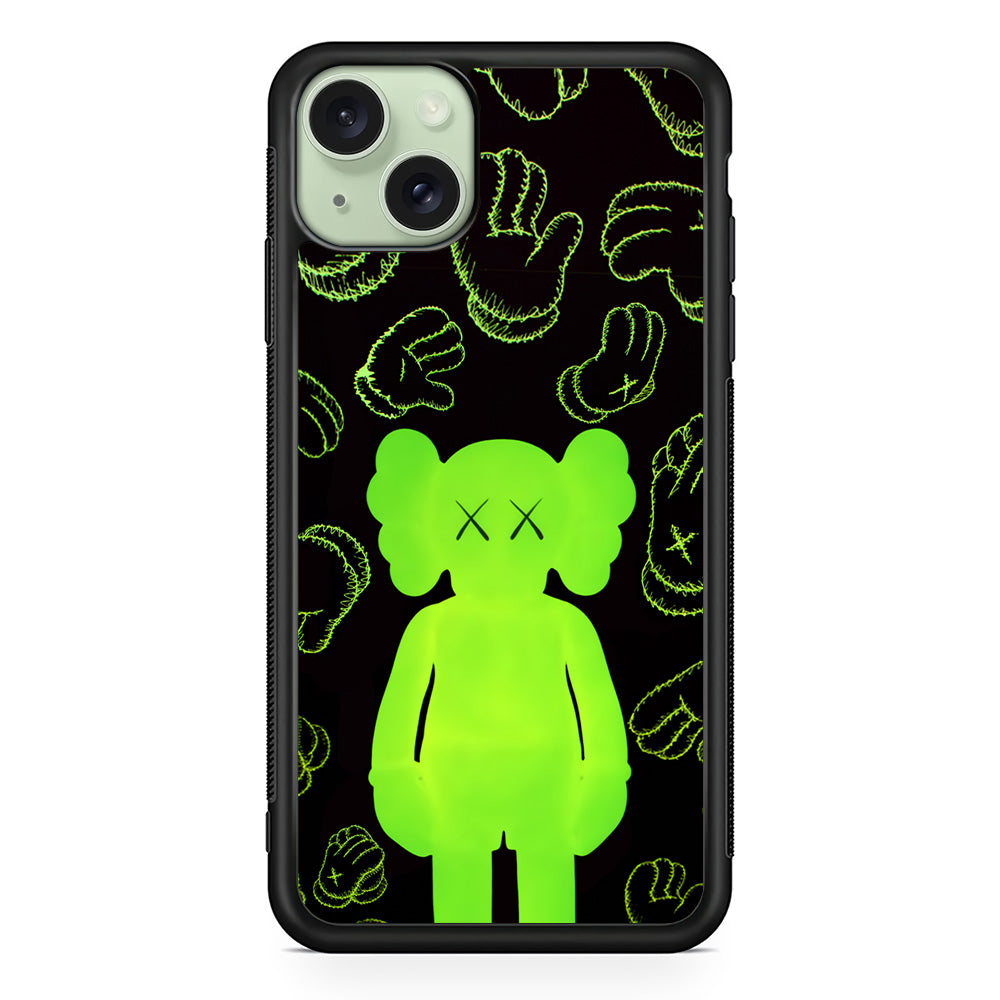 Kaws Doll Glowing Green iPhone 14 Plus Case | Slim Rubber Case for iPhone 14 Plus