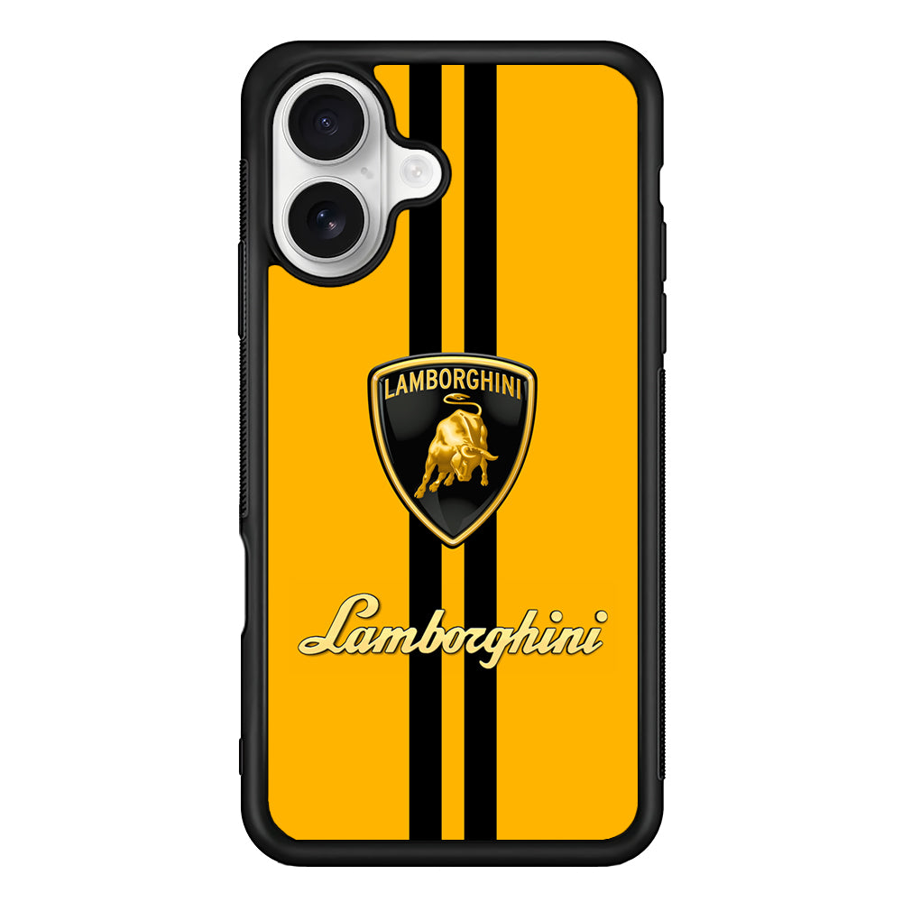 Lamborghini Logo Yellow iPhone 16 Plus Case | Slim Rubber Case for iPhone 16 Plus
