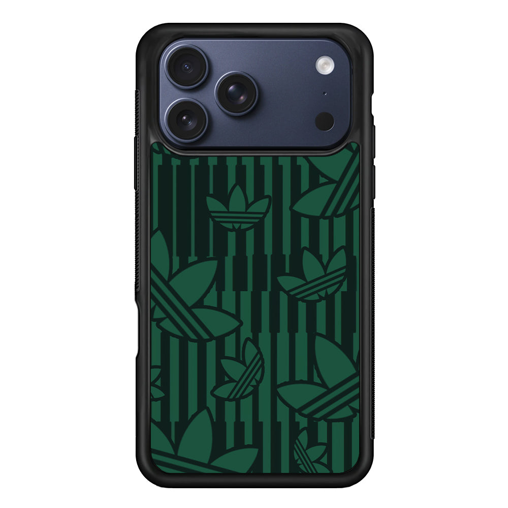 Adidas Dark Green Pattern iPhone 17 Pro Max Case | Durable Rubber Case for iPhone 17 Pro Max