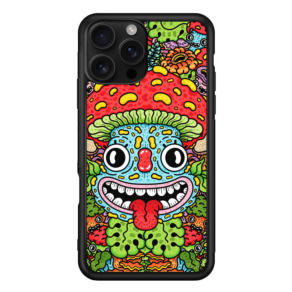 Mushroom Face Doodle iPhone 16 Pro Case | Durable Protective Case for iPhone 16 Pro