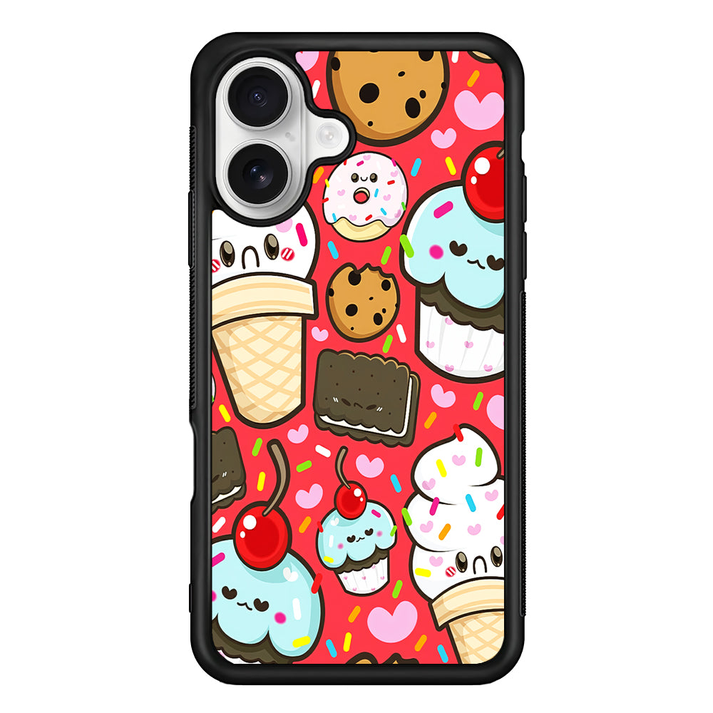 Cute Desserts Cupcake iPhone 16 Plus Case | Durable Protective Rubber Cover