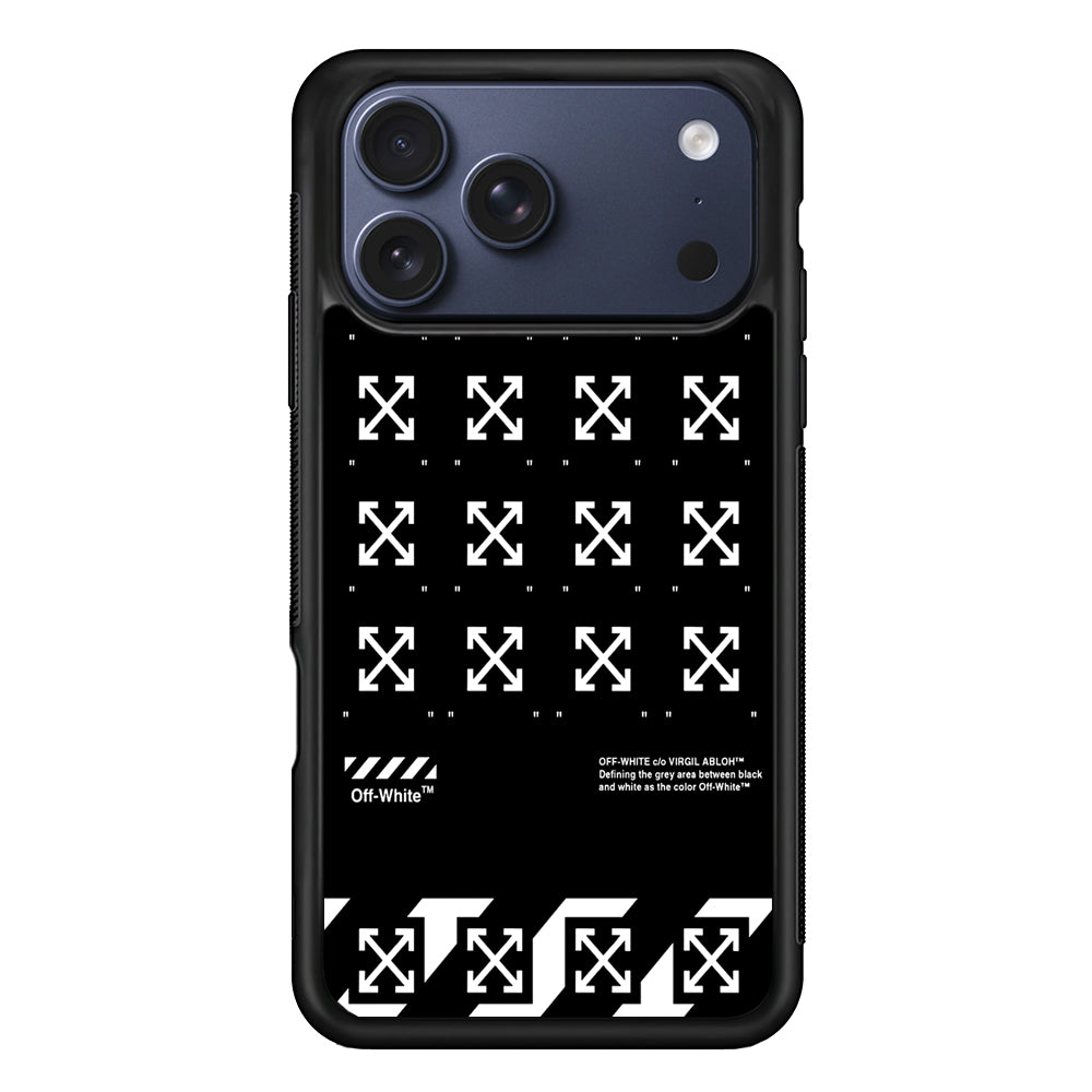 Off White Logo Black Pattern iPhone 17 Pro Max Case | Slim Rubber Case for iPhone 17 Pro Max