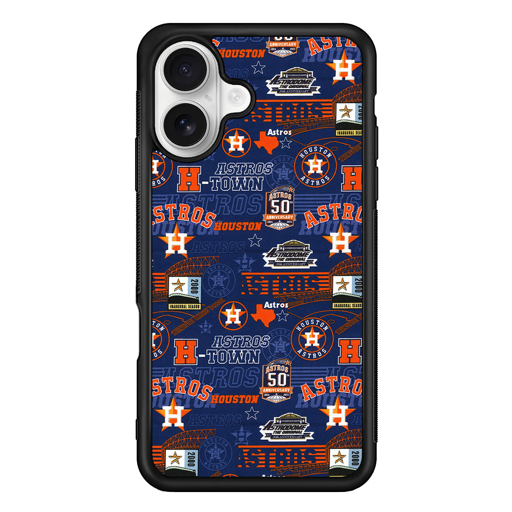 Houston Astros Retro iPhone 16 Plus Case | Durable Protective Rubber Cover