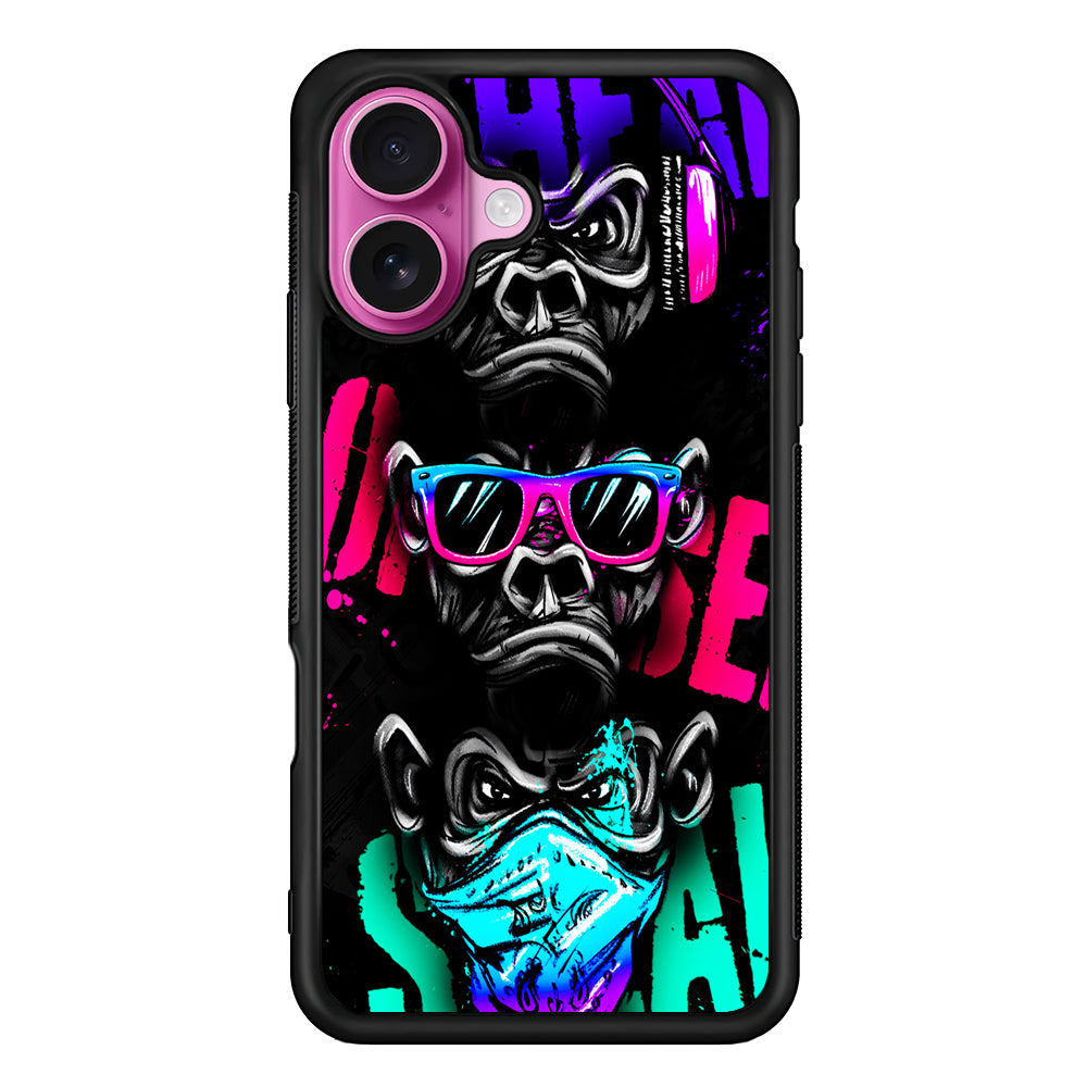 Three Wise Monkeys iPhone 17 Case | Slim Protective Rubber Phone Cover
