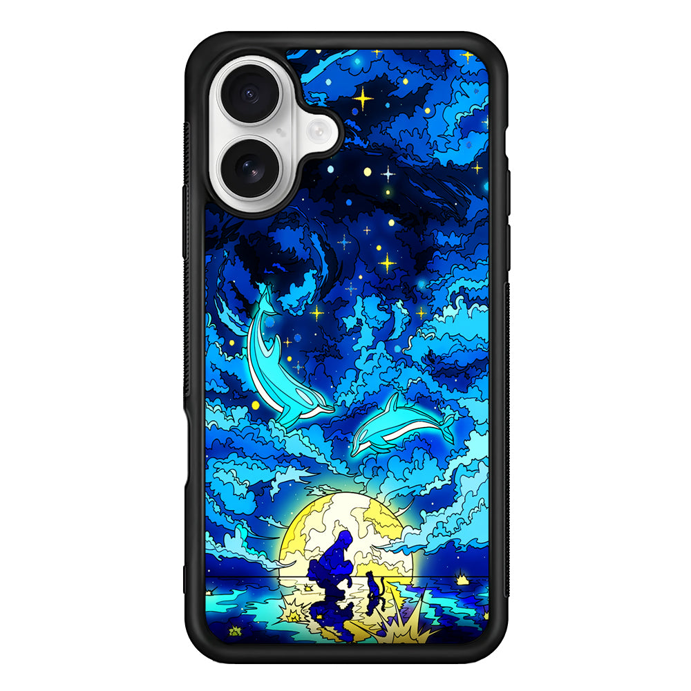 Whales Swimming in The Sky iPhone 16 Plus Case | Durable Protective Rubber Cover