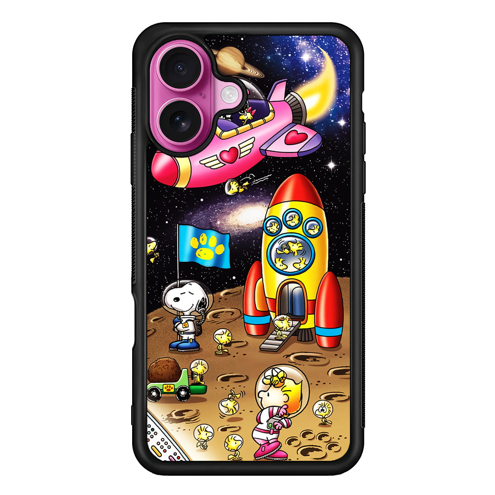 Peanuts Snoopy Space Travel iPhone 17 Case | Slim Protective Rubber Phone Cover