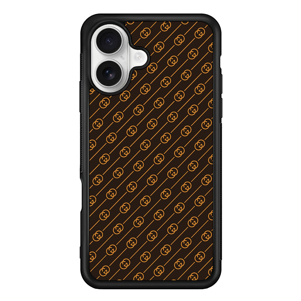 Gucci Brown Pattern iPhone 16 Plus Case | Slim Rubber Case for iPhone 16 Plus
