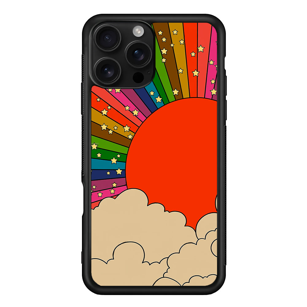 Rainbow 70s Sunset iPhone 16 Pro Case | Durable Protective Case for iPhone 16 Pro
